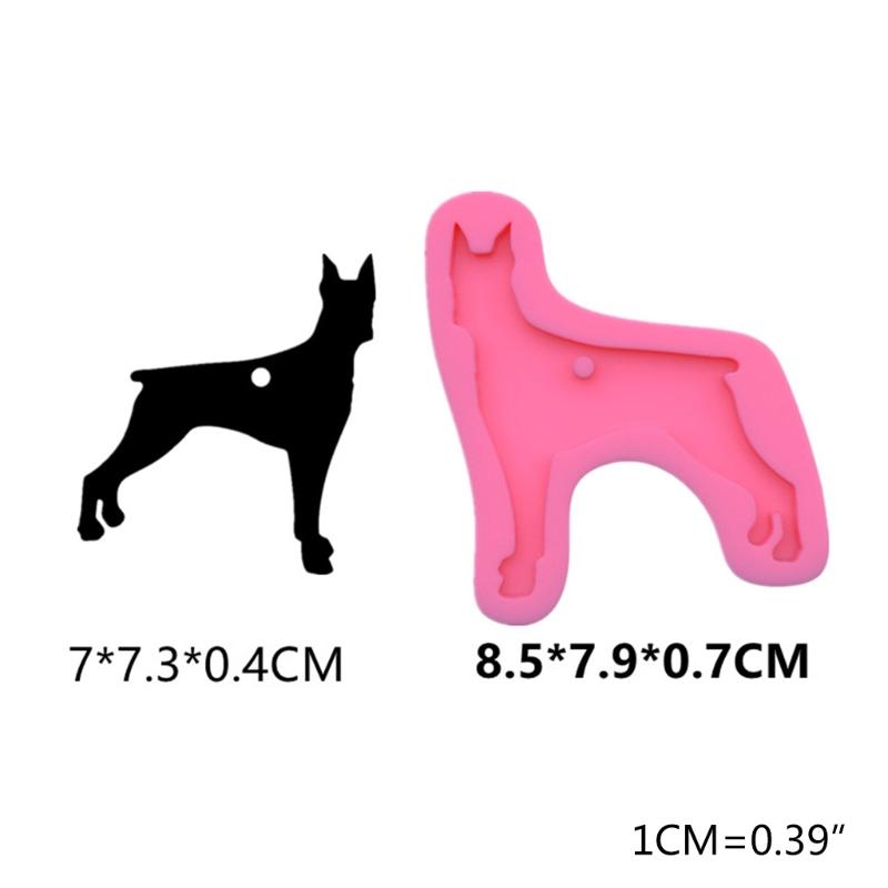 Shiny Dog Shaped Keychain Resin Mold DIY Crafts Pendant Silicone Mould Handmade Glossy Animal Puppy for Key Chain Decor