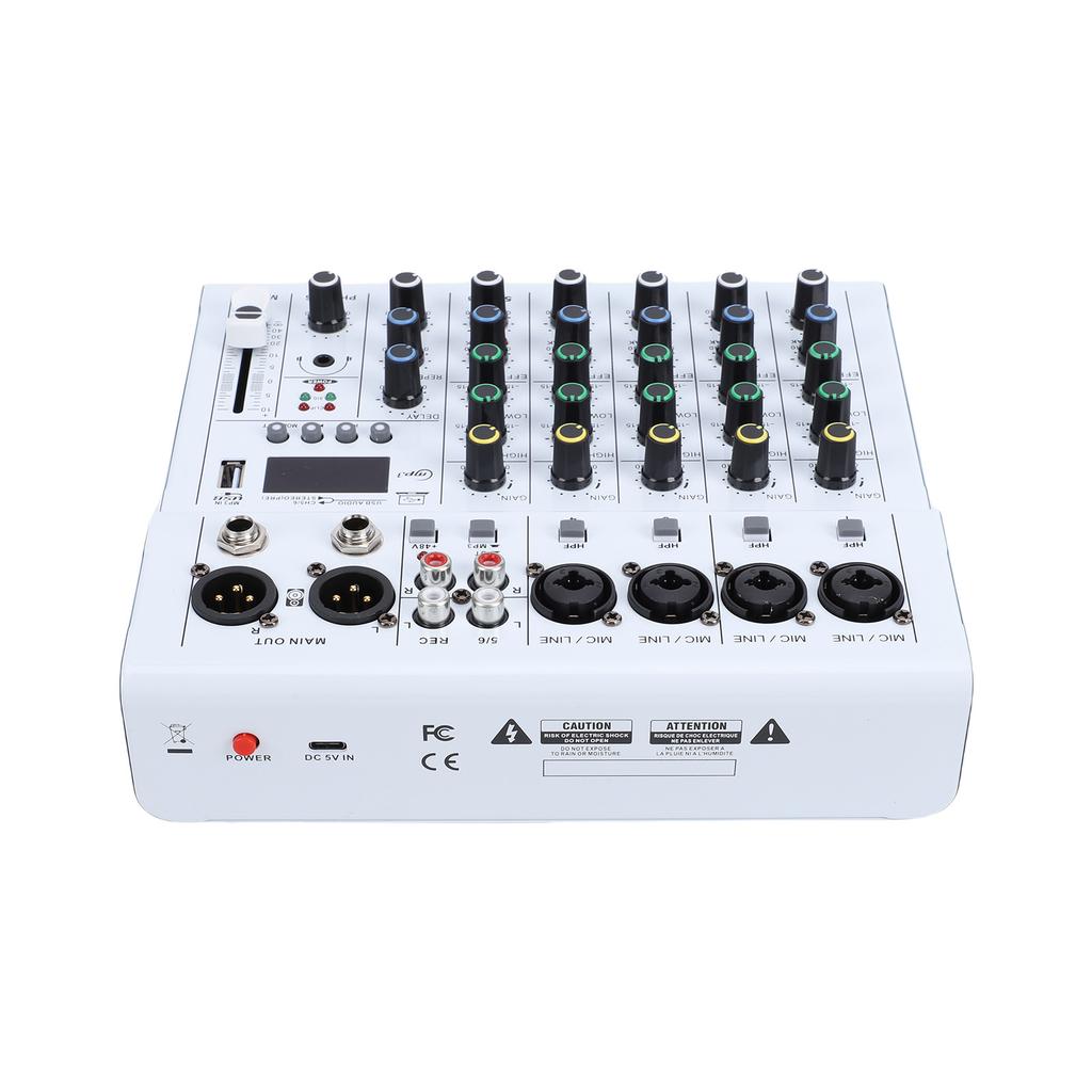 6 Channel   Sound Mixer DJ Controller with   MP3 Player 48V   Power Built-in Guitar Amp Portable Mixer Console for Studio Recording Live Str