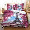 Set Biancheria da Letto Matrimoniale Cotone Torre Eiffel - Fantasia 3 Pezzi con Federe per Piumino Matrimoniale e Federe per Cuscini, Ideale per Letti di Coppia