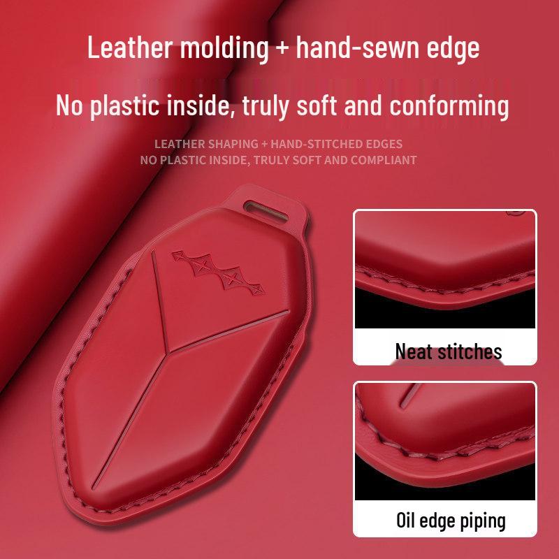 Equation Leopard Titanium Key Case: Genuine Leather, Anti-Fall, Interior Modification Accessory for 3-7 Keys