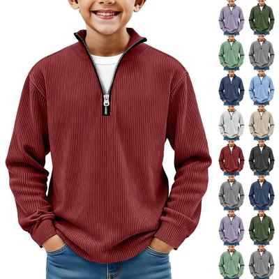 Kinder Sweatshirt Jungen Langarmshirts Einfarbiges Lässiges Pullover-Shirt Outdoor Herbstkleidung für Teenager-Jungen