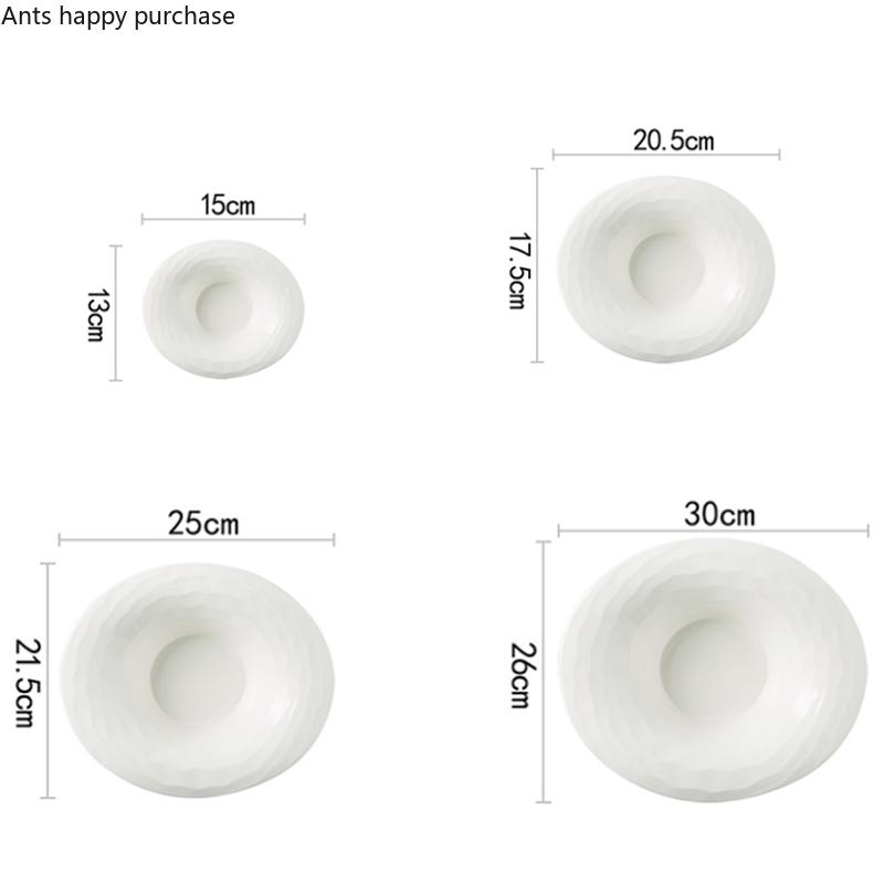 Bol neregulat din ceramică albă Farfurie pentru cină Boluri cu tăiței Bol pentru supă Farfurie cu fructe Boluri pentru salate Farfurie pentru desert Vase Veselă decorativă