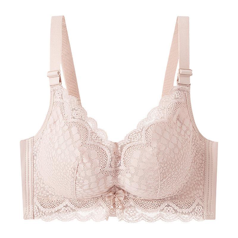 Sexy Lace Elegant Women's Underwear Thickened Small Breasts Show Large Breasts Gather No Steel Ring Adjustment Bra