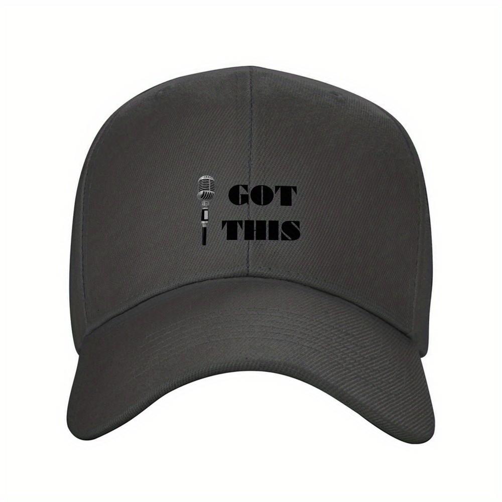Got This Mic Graphic Baseball Cap Adjustable Unisex Polyester Solid Black Outdoor Sporty Hat