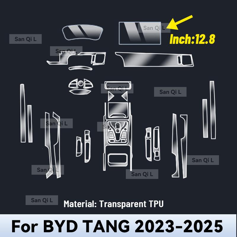 Consola Central Interior de Coche Tablero de Medios Navegación Película Protectora de TPU Para BYD TANG 2024 2025 Pegatina para Coche Accesorios