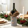 Winter Tischdeko Zubehör Weihnachtspullover Weinflaschenhülle, Kunstpelzkragen und Knopf Rustikale Ornamente Manteldesign Karierte Kleidung für Party
