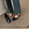 Flat-bottomed Small Silver Mary Jane Women's Shoes 2025 New Spring Square Head Small Fragrant Satin Black Evening Shoes
