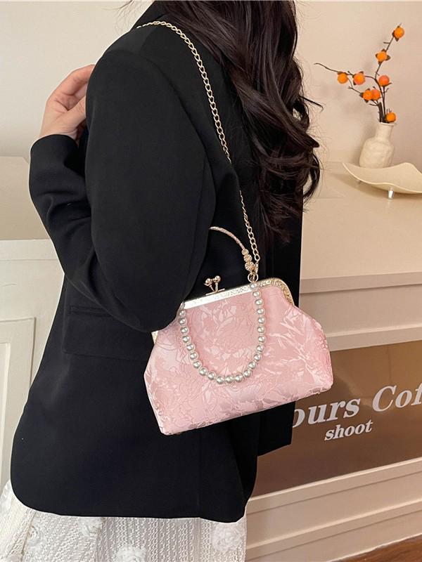2025 Retro Pearl Cheongsam Evening Crossbody Bag - Chinese Style Kiss Lock Design