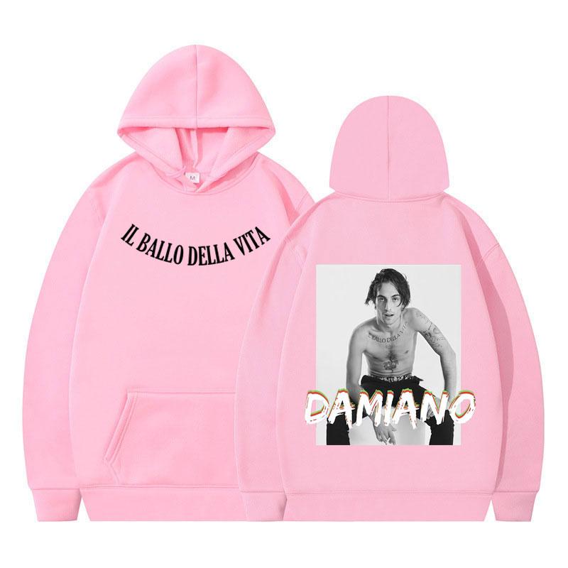 Damiano David Popmusik Print Hoodie Herren Damen Oversized Sportbekleidung Lange Ärmel Hip-Hop Harajuku Kapuzenpullover Streetwear