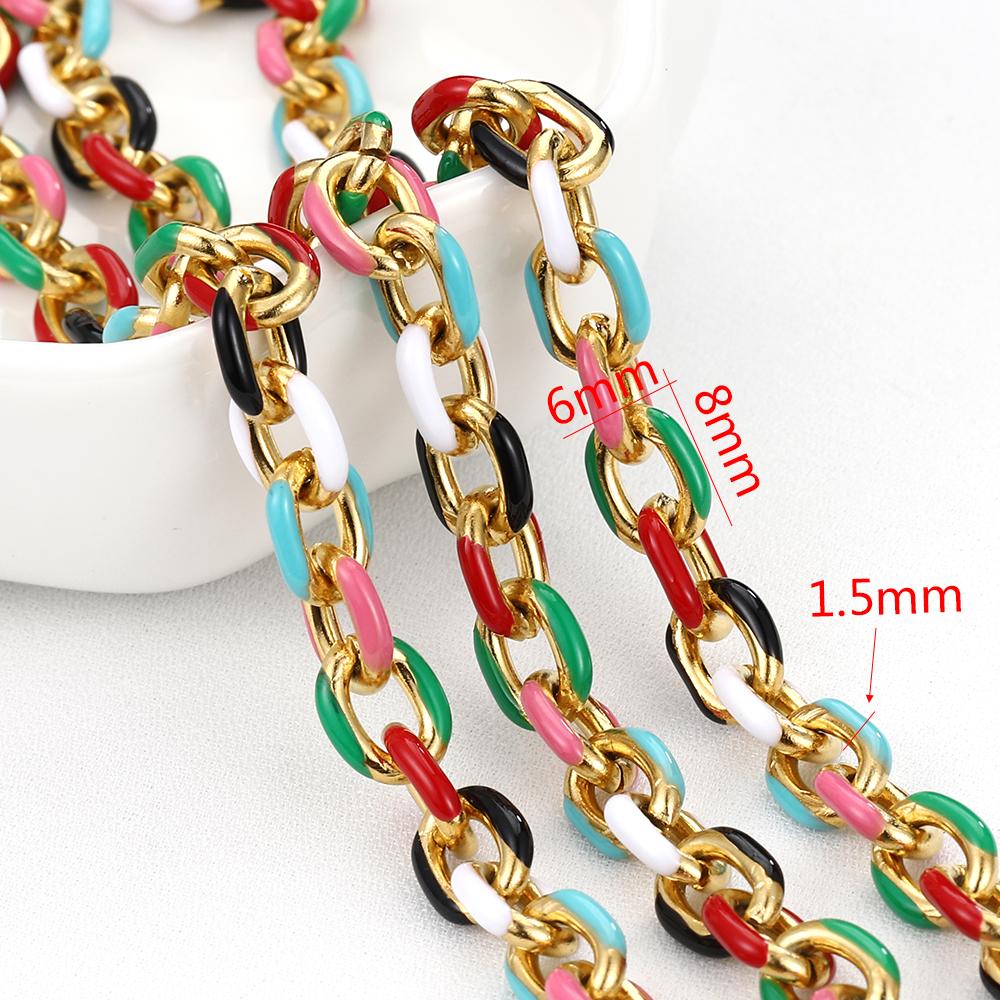 1Meter Colorful Enamel Heart Leaf Bead Chain Stainless Steel Gold Color Chain for DIY Clothing Jewelry Making Necklace Bracelet