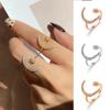 Korean Style Star Moon Opening Rings Rhinestone Crescent Moon Ring Personality Couple Ring  Couple