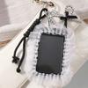 Elegant Badge Holder Gothic Bowknot Keychain Beaded Lace Card Charm Accessory Alternative Fashion Keyring
