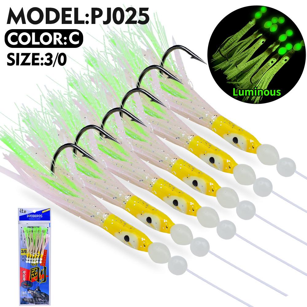 6 szt./zestaw 3/0#4/0# Luminous Cluster Miękka Przynęta Węgorz Przypony Haczyki Sznurowe Przynęta Ryby Saury Kałamarnica Makrela Ostrobok Sprzęt do Wędkarstwa Morskiego