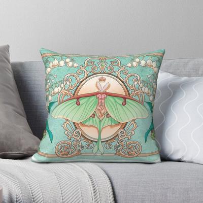 Lunar Moon Moth Square Pillowcase Polyester Linen Velvet Creative Zip Decor Throw Pillow Case Home Cushion Cover