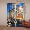 2Pcs Ancient Greek Curtain Temple In Athens Greece Window Drapes For Party Decorations Suitable For Bedroom Living Room A