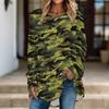 Women Long Sleeve Tunic Top Print Crew Neck Loose Fit Blouse With Pockets Casual Daily Wear Ladies Tops