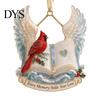 Christmas Tree Hanging Supplies Red Birds Ornament, 2D Acrylic Bird Decoration Memorial Keepsake Gift with Angel Wings, Holiday Pendant for Home Decor