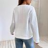 2025 Women's Versatile Solid Color Textured Loose Drop Shoulder Sweatshirt - Spring & Autumn Style