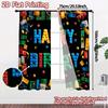 2pcs   2D FLAT PRINTING Curtains (Without Rod) Birthday Blocks(1) Chic Curtains&Window Treatment Machine Washable Fabric Curtains