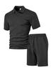 TK Hot Sale Men's Casual Suit Lapel Jacquard Textured Short Sleeve POLO Shirt Drawstring Pants Suit