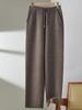 Pantaloni dritti in maglia di lana spessa da donna con tasche