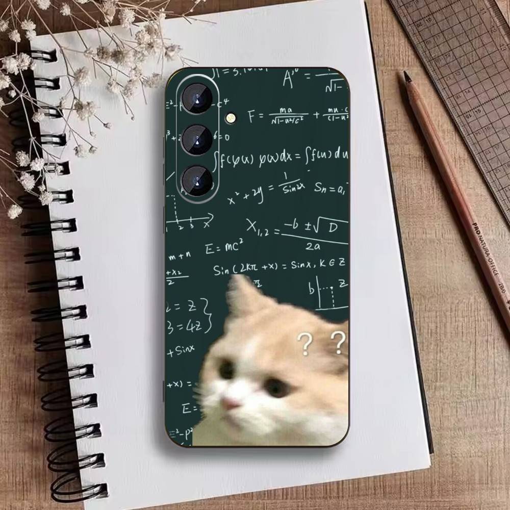 Thinking Cat Animal Phone Case For Samsung Galaxy A73,A21s,A22,A31,A52,A53,A71,A41Soft Black Shell