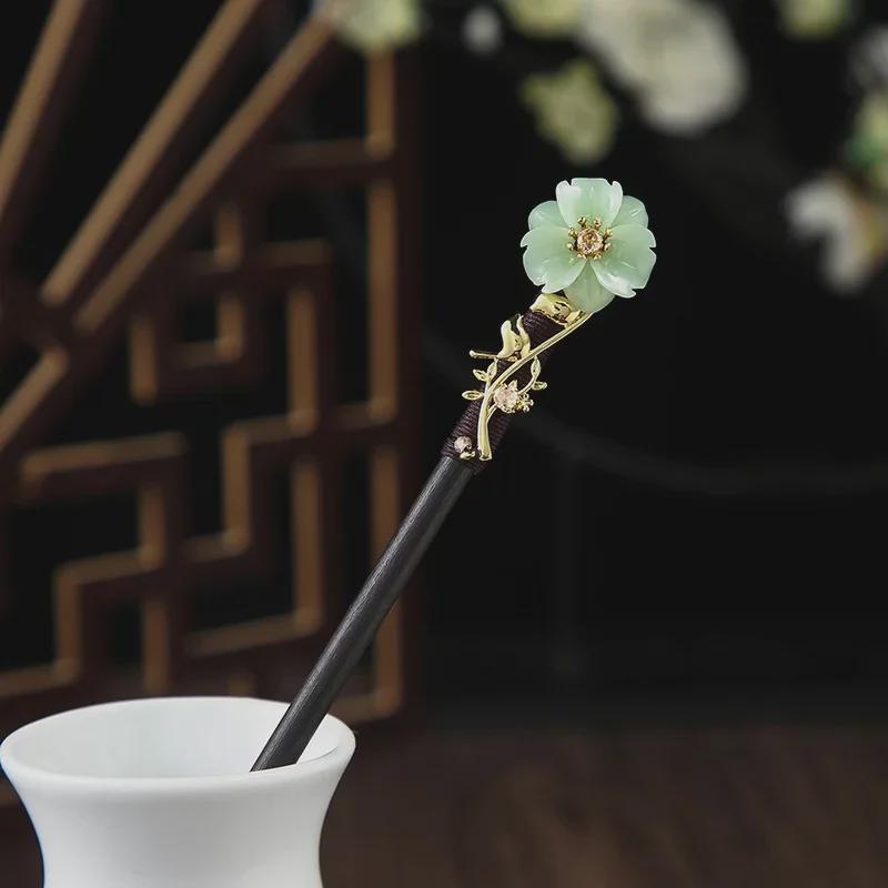 

Заколка для волос из черного дерева в винтажном стиле: Китайский чеонгсам Hanfu Дизайн кисточек