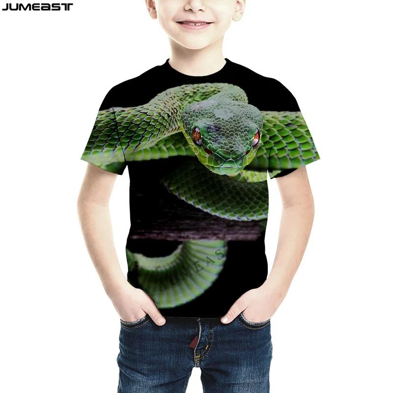 

Летняя детская футболка с короткими рукавами для мальчиков и девочек с рисунком в стиле аниме 3D, хип-хоп, животных, змей, детская футболка с короткими рукавами 130