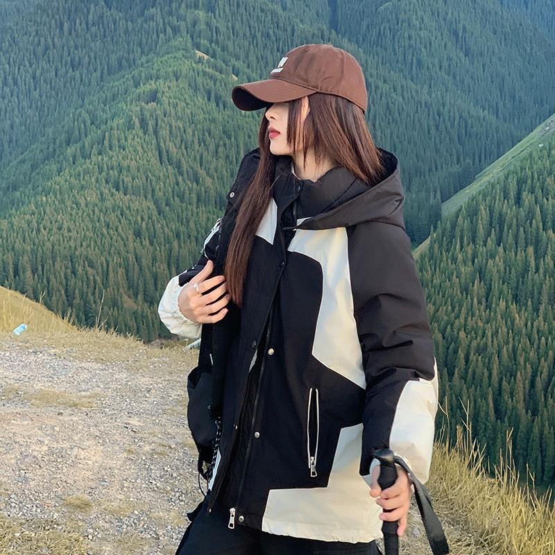 Womens 2026 Winter Short Loose Hooded Cotton Puffer Jacket Warm Outdoor Workwear Style