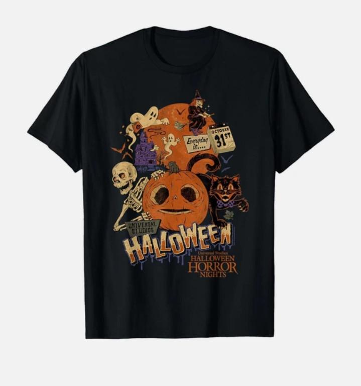 Vintage Halloween T- Retro Spooky Jack O Lantern Pumpkin Skeleton Tee Unisex T-Shirt XXXXL
