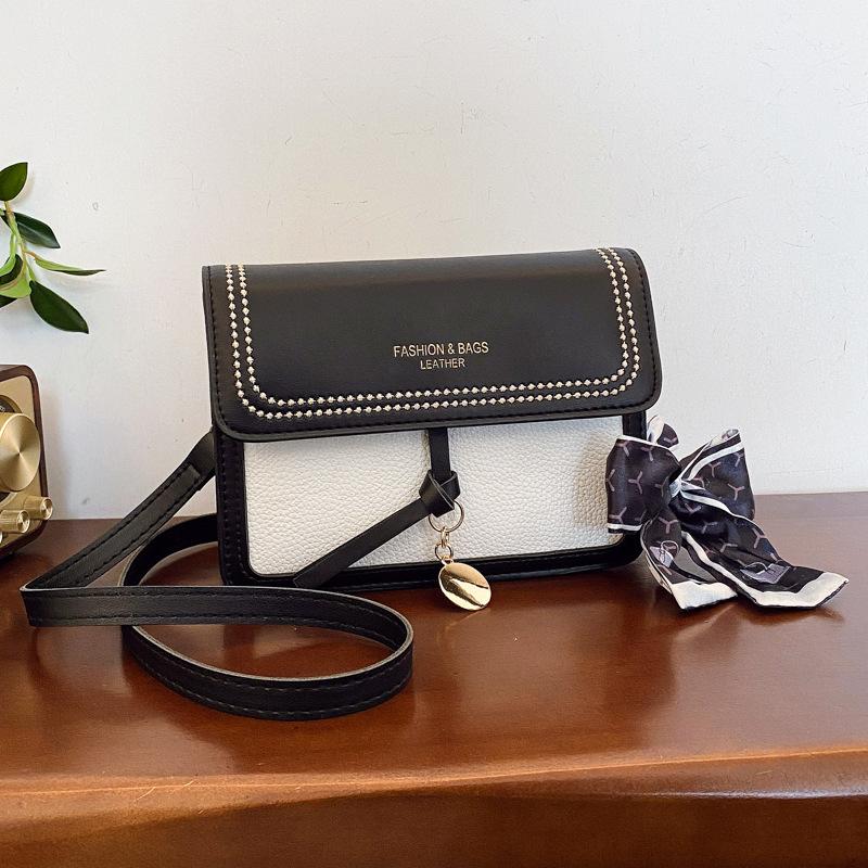 Premium texture foreign style small bag women's bag 2025 summer new versatile single shoulder oblique span bag contrasting color small square bag wome