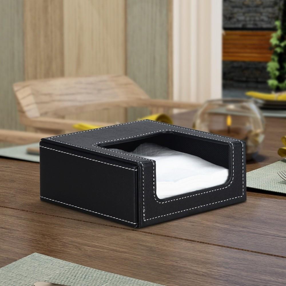 Creative Desktop Square Towel Box PU Leather Home Decor Napkin Box Paper Towel Box Home
