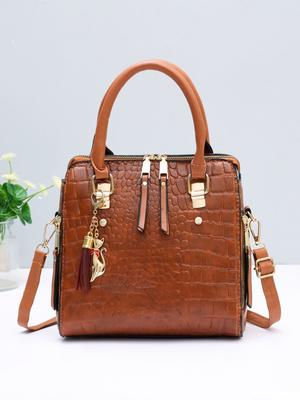 Krokodillenpatroon Top Handle Crossbody Tas, PU Leer Satchel Tas Portemonnee, Klassieke Veelzijdige Mode Schoudertas