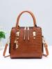 Crocodile Pattern Top Handle Crossbody Bag, PU Leather Satchel Bag Purse, Classic Versatile Fashion Shoulder Bag