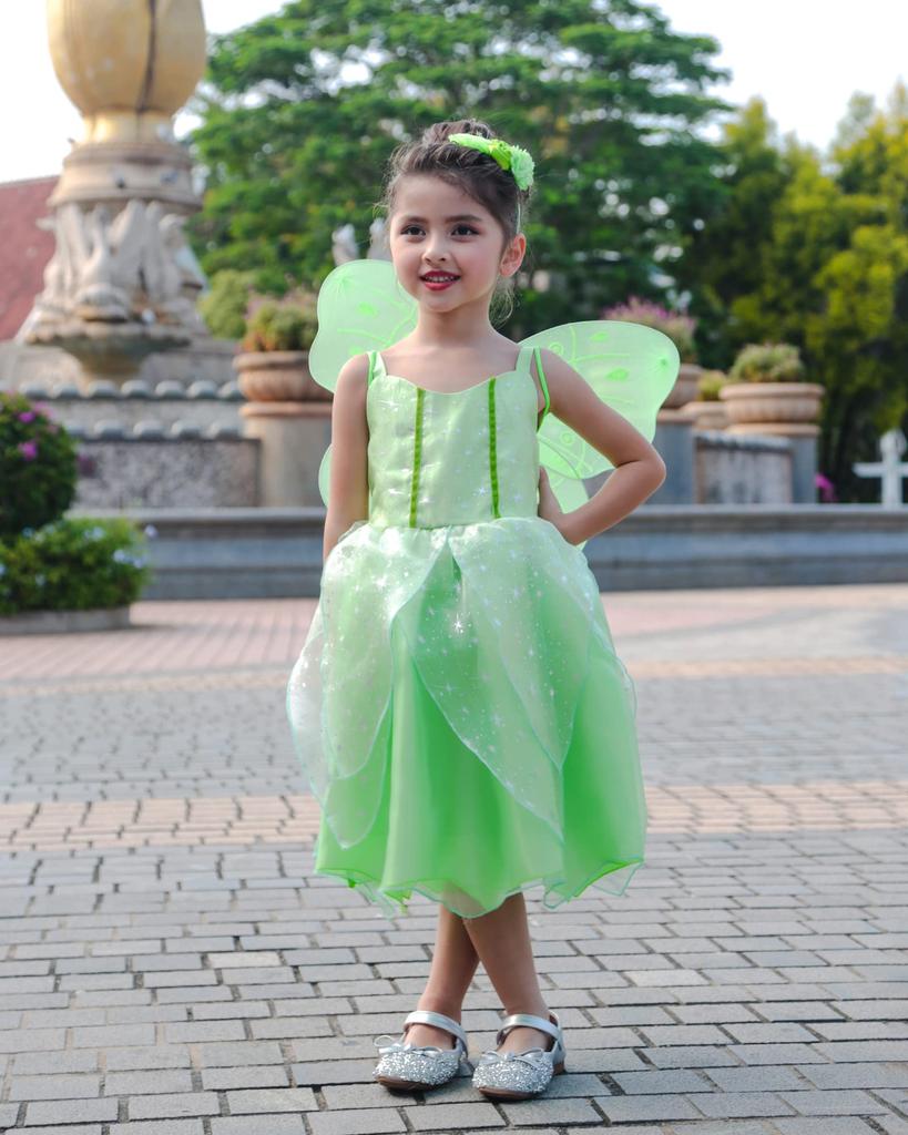 Tinkerbell Dress for Princess Dress Cosplay Wings Tiara Flower Kids Girls Gift [CQDY] Kids, (Fairy + + + Stick, etc.) 7-Piece Set, Fairy, Spirit,