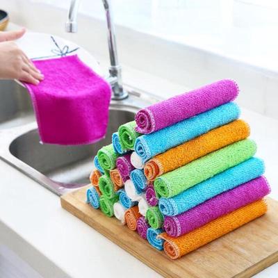 6 adet/torba Çamaşır Bezi Bulaşık Bezi Paçavra Bambu Elyaf Ev Temizlik Bezi Peçete Mikro Elyaf