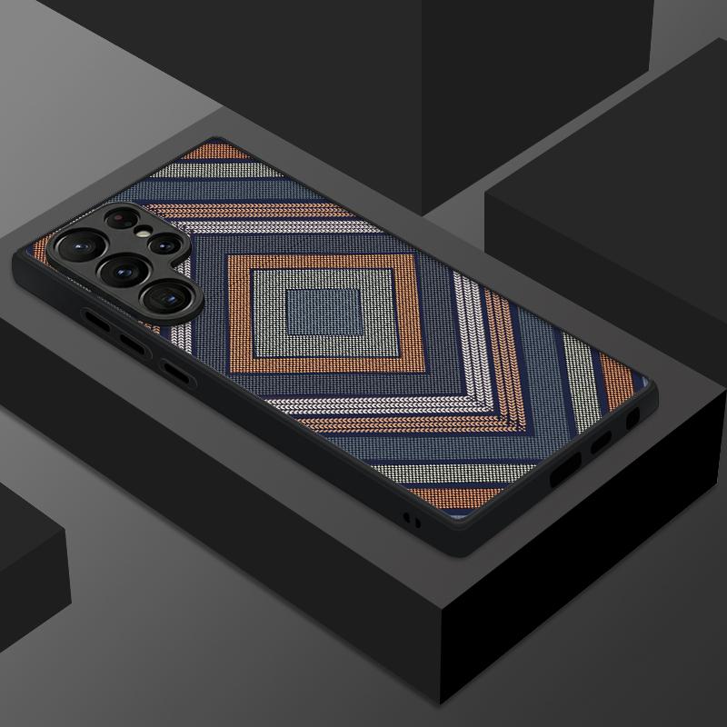 Magnetic For Magsafe Case For Samsung Galaxy S26 Ultra S25 Edge S24 S23 S22 Plus S21 FE Geometric Cloth Texture Hybrid Matte Cover