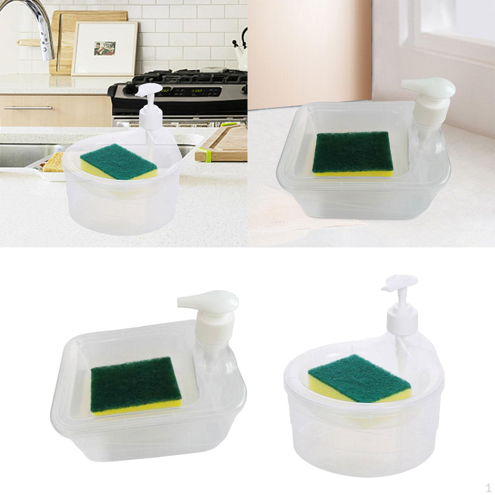 

2x Soap Dispenser And Scrubber Holder Manual Liquid Pump Bottle for Kitchen