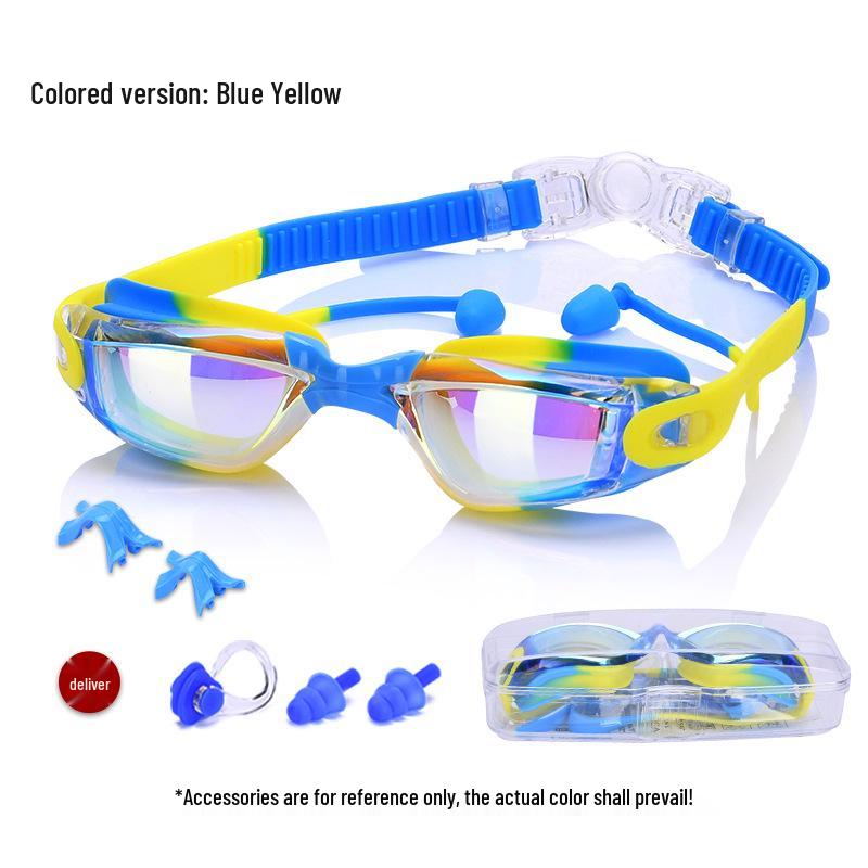 2025 Silicone Children's Waterproof Anti-Fog Swimming Goggles with Electroplating High-Definition Lenses