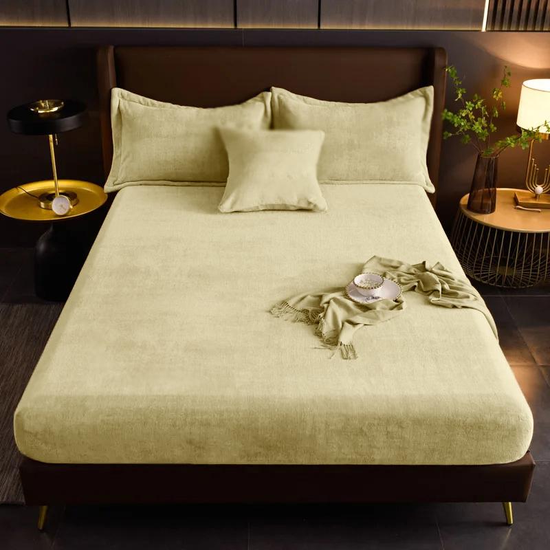 100% Cotton Bed Sheet Double Bed Sheets With Elastic Band Solid Color Fitted Bed Sheet For Home Queen Size Sheets 150/180X200 Cm