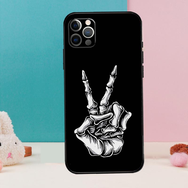 

Skeleton Middle Finger Phone Case For iPhone 16 14 13 12 11 15 Pro Max 12 13 mini XR 15 16 Plus 16e Cover Coque iPhone 16 Plus