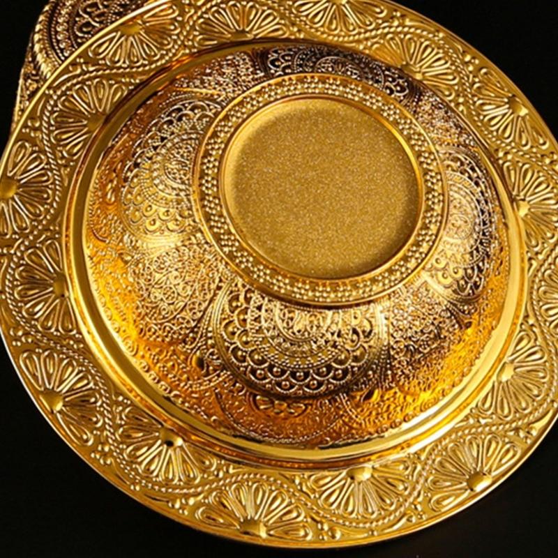 Premium Arabic Style Metal Fruit Tray Durable Alloy Construction Decorative Middle Eastern Bowl For Entertaining Guests