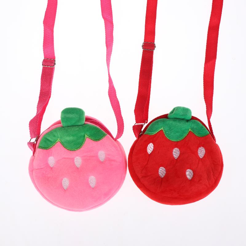 Cartoon Strawberry Plush Crossbody Bag Cute Strawberry Shoulder Bag Phone Bag Coin Pouch Wallet For Kid Adults Gift