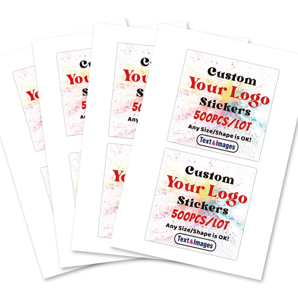 500Pcs Custom Logo Stickers Personalized Text  Image Labels Round Or Square Brand Stickers For Packaging Gifts Business Use
