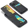 FIERRE SHANN For iPhone 16 Pro Max Case Card Holder Kickstand Leather RFID Blocking Back Cover