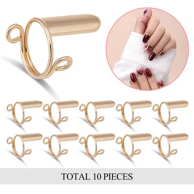 Reusable Metal Nail Rings for Press Ons (No Glue) Size Adjustable for Acrylic Nails Removable Fingernail Rings Set