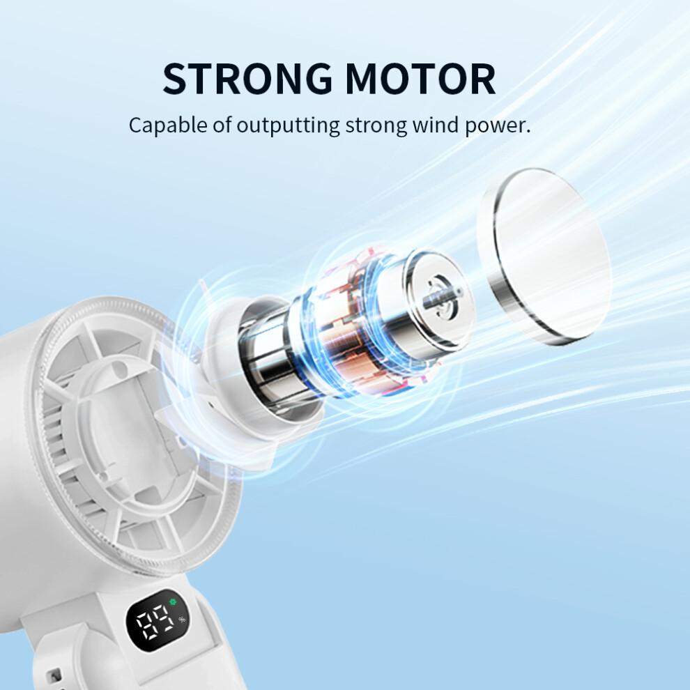 (Blue) RD21 USB Handheld Fan Rechargeable Turbo Folding Mini Fan Portable Desktop Cooling Fan