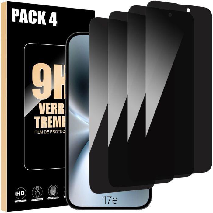 4 Pièces Verre Trempé Anti Espion pour iPhone 17e - Installation Facile Anti-Rayures 9H