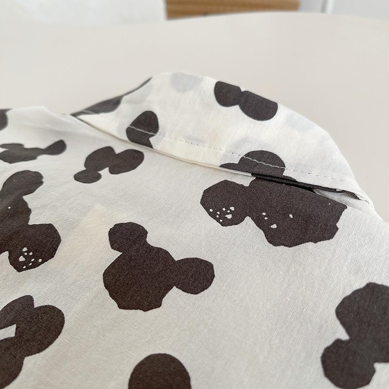 Set de Vară cu Mânecă Scurtă și Guler pentru Copii Băieți Cămașă cu Imprimeu Complet de Desene Animate Pantaloni Scurți Casual Set Două Piese Tricou+pantaloni scurți
