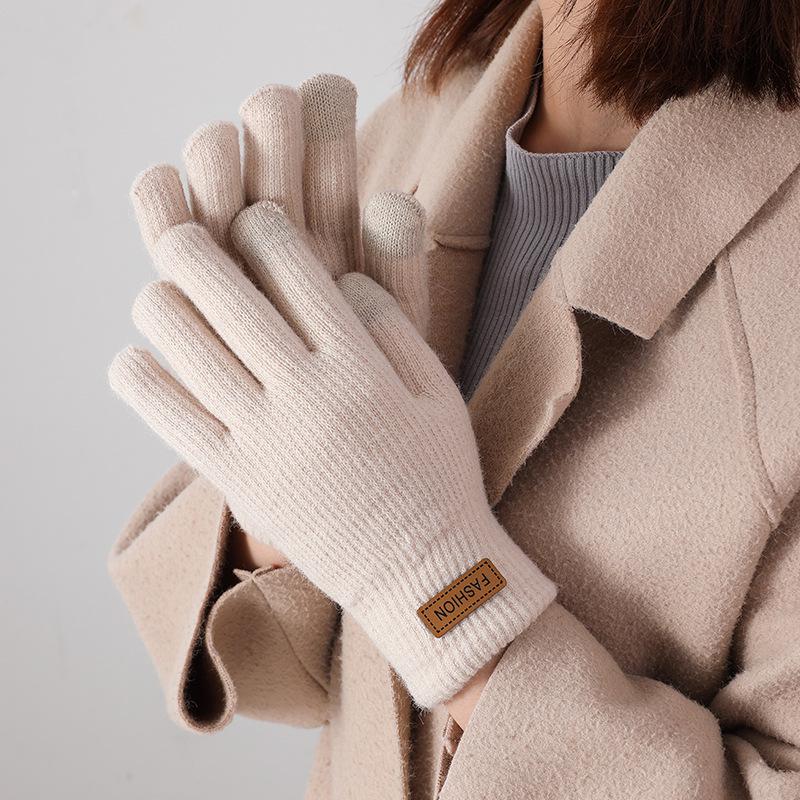 

Женские зимние вязаные перчатки для сенсорных экранов 2024 года — теплые, толстые и идеальные для езды на велосипеде One Size